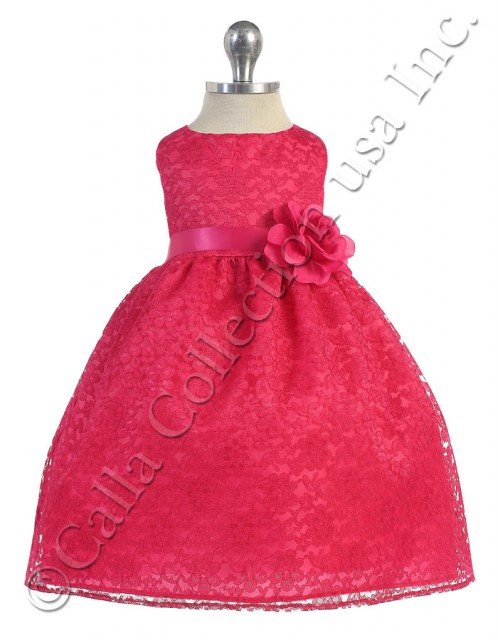 fuschia lace infant dress