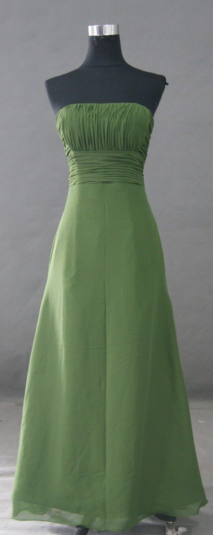 olive green long chiffon bridesmaid dress