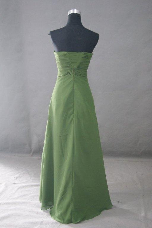 olive green long chiffon bridesmaid dress