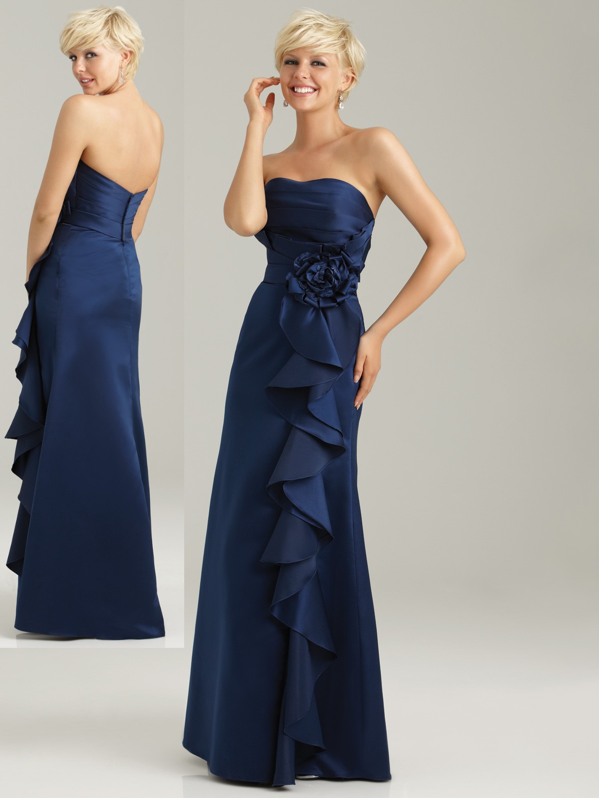 navy blue ruffle bridesmaid dress