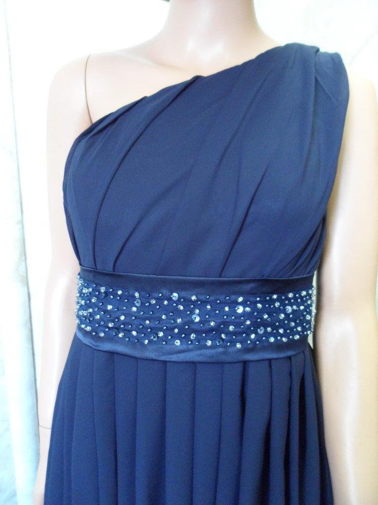One Shoulder Chiffon Blue