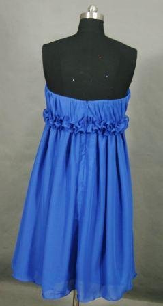 short strapless blue bridesmaid dress