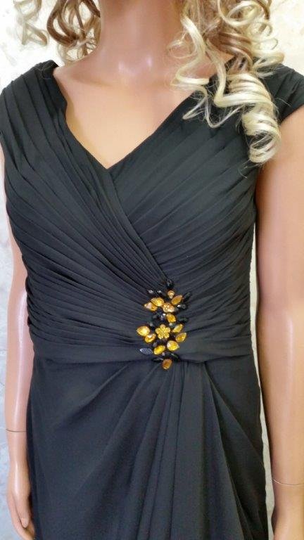 black v neck bridesmaid dress