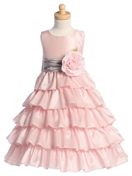 pink flower girl ruffle dress