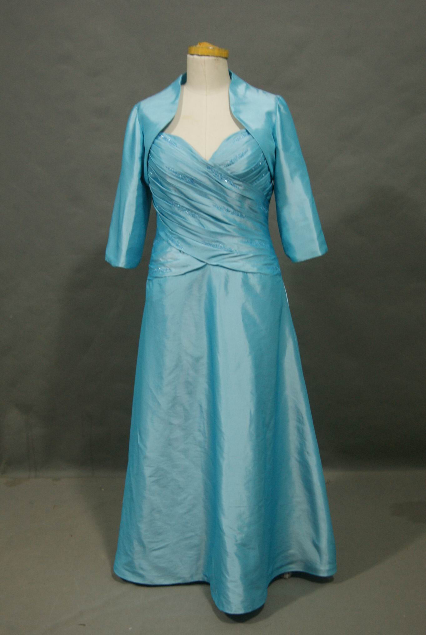 pool blue mother of the bride dress with matching jacket