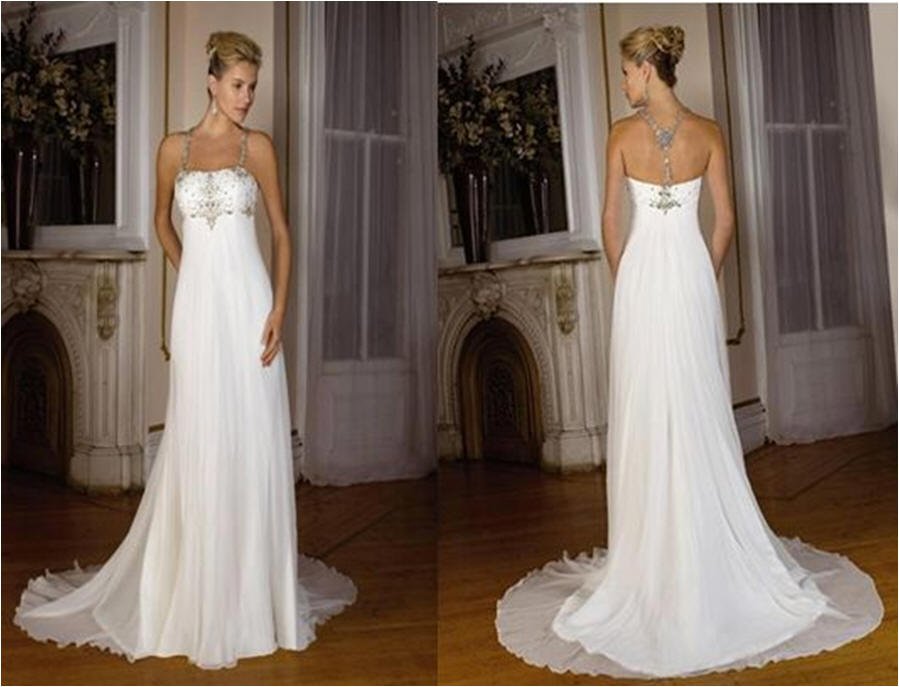empire halter chiffon bridal gown