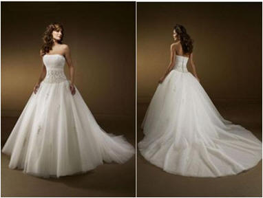 strapless tulle wedding gown