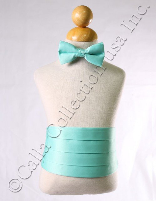 aqua bow tie and cummerbund
