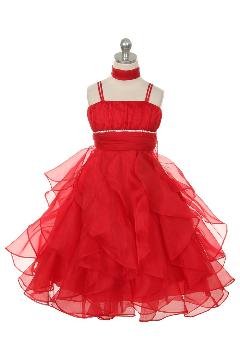 girls red layered holiday dresses