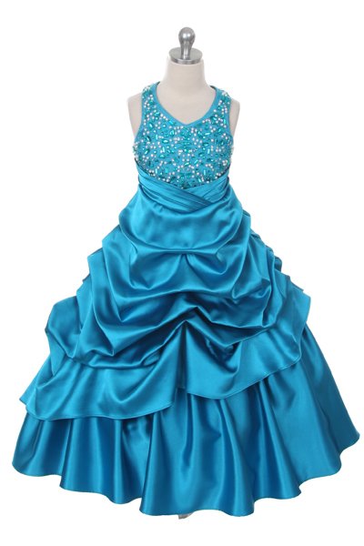 teal girls formal dress