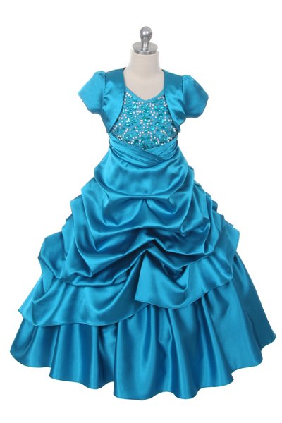 teal girls formal dress