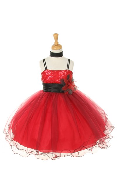 red and black sequin kids dress