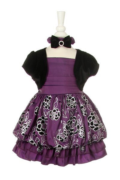 Purple infant dress with velvet jacket