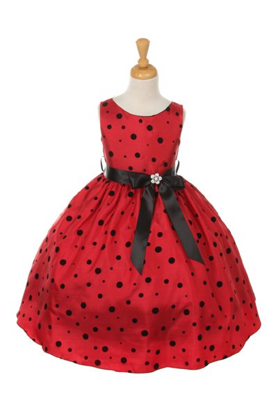 red and black polka dot dress