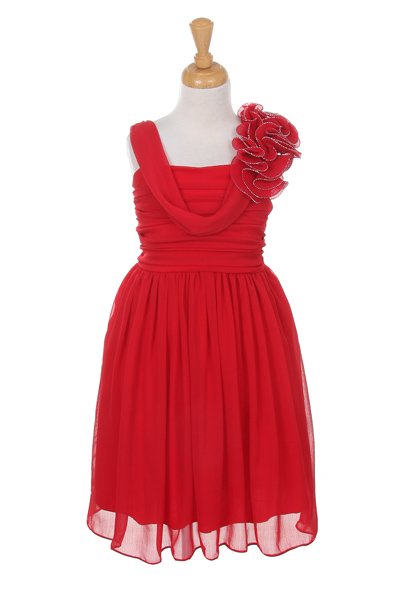 Red Cowl Neck Girl Dress