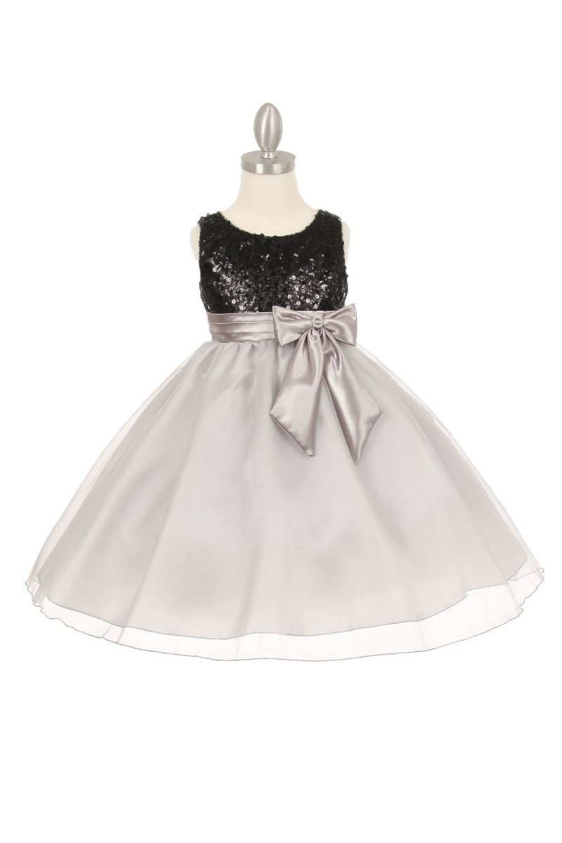 girls black silver dress