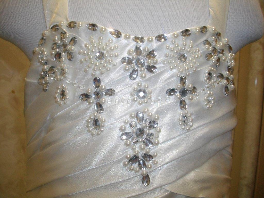 Wide Straps semi-sweetheart Neckline. Light ivory Flower Girl Dress with