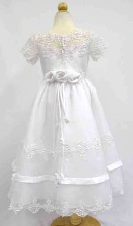 Scalloped lace communion dress