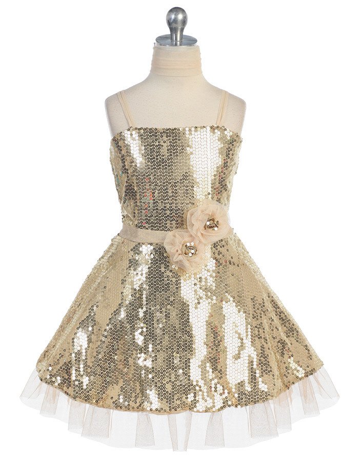 gold sequin kids dresses