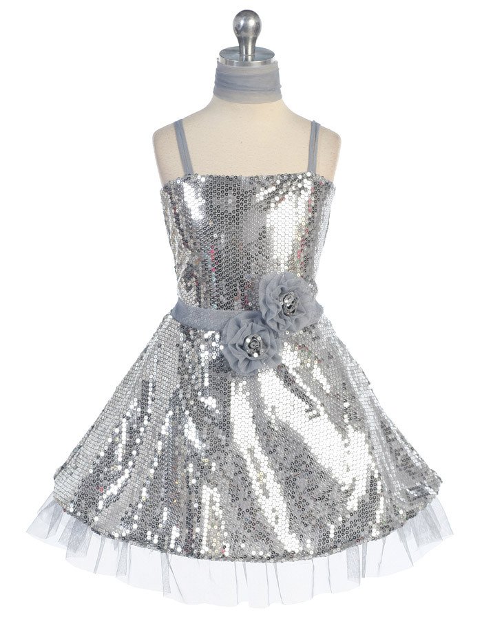 silver sequin kids dresses