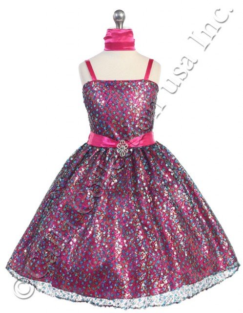 fuschia sequin girls dresses