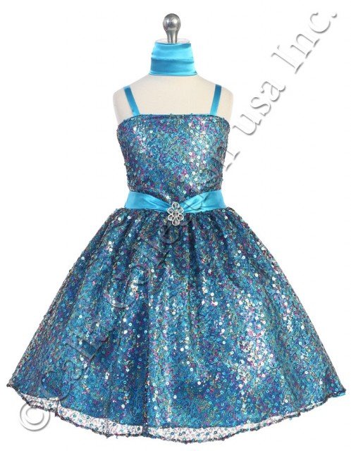 turquoise sequin girls dresses