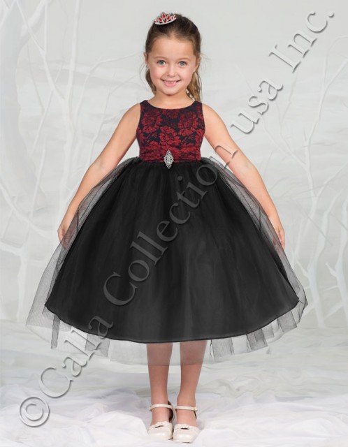 girls red and black lace dresses