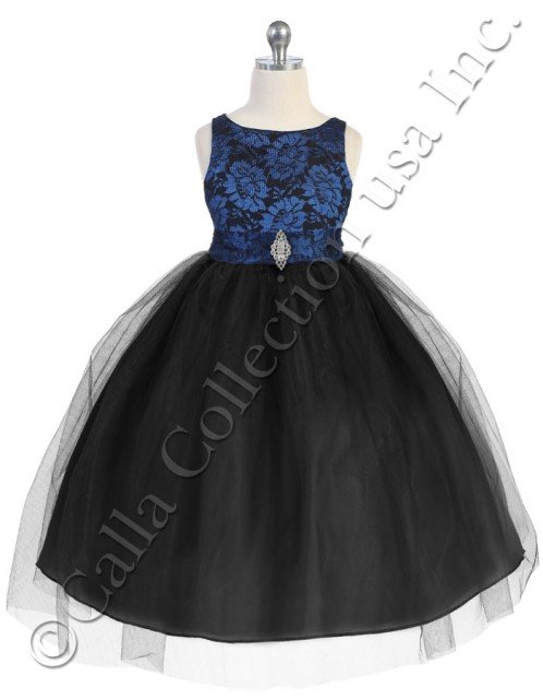 girls blue and black lace dresses