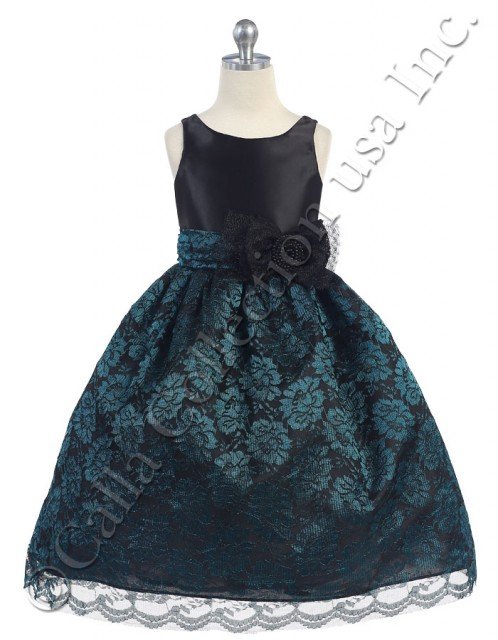 teal lace girls holiday dress