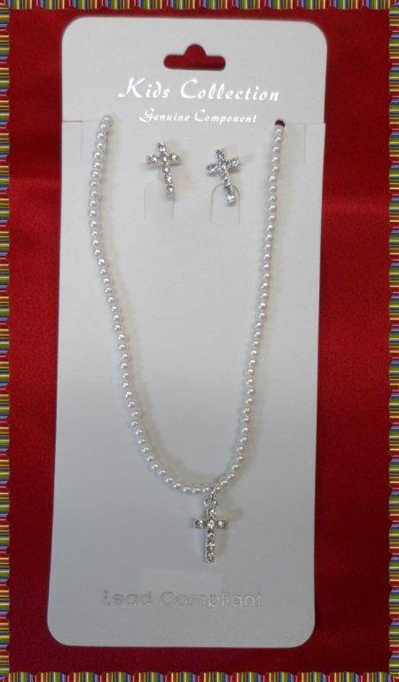 Cross necklace and earring set