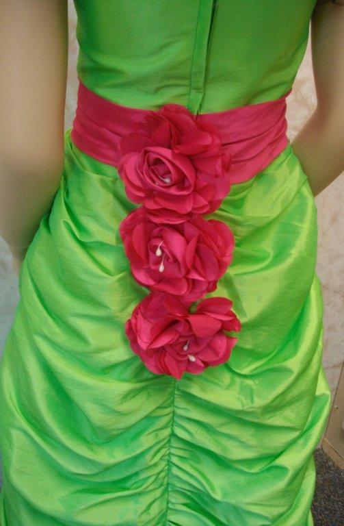 lime dress with hot pink sash child size 9