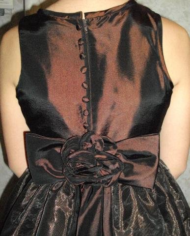 brown flower girl dresses with a bow on the back