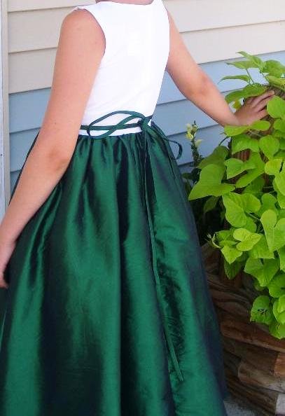 girls green and white dresses