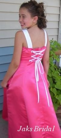 Coral and white tank flower girl dress