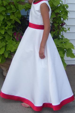 ivory red flower girl dress