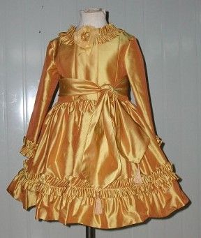 Long sleeve childrens gold dress