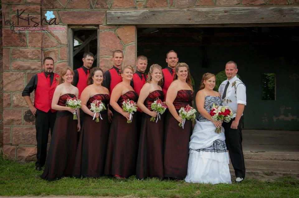 black and red bridesmaid dresses