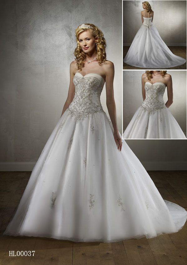 Fairytale taffeta and tulle bridal gown with gorgeous embroidered detailing