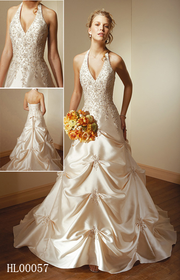 inexpensive halter bridal gown