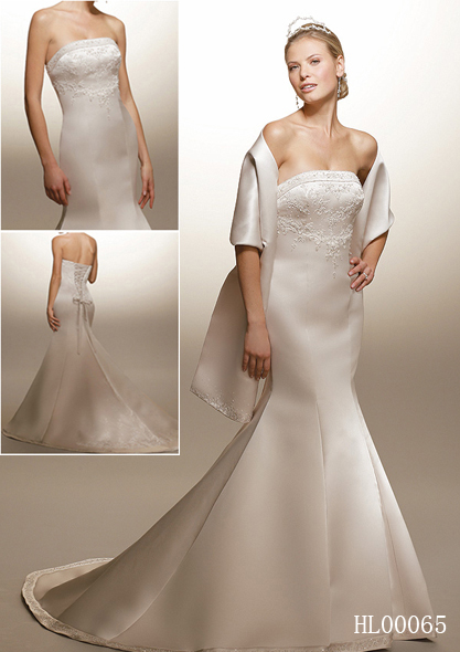fitted strapless trumpet skirt wedding gown