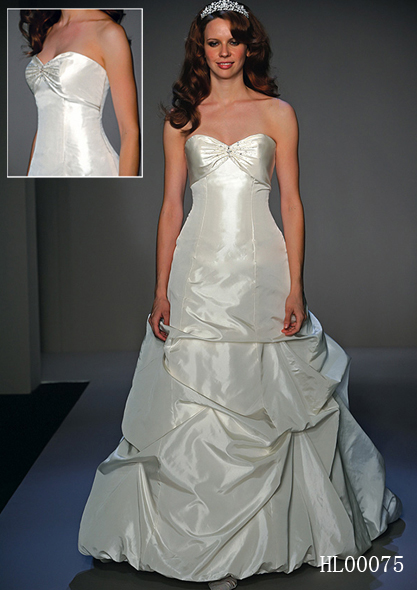 ruched skirt wedding gown