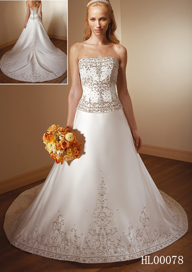 Strapless A-line bridal gown