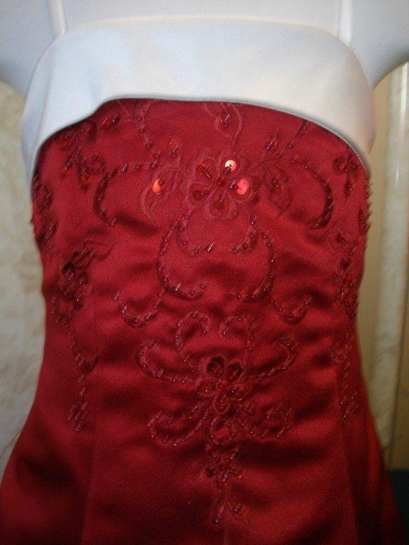 apple red and white flower girl dresses with embroidery