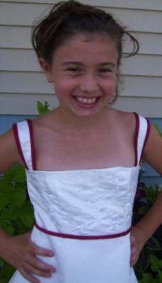 ivory, apple red, dress