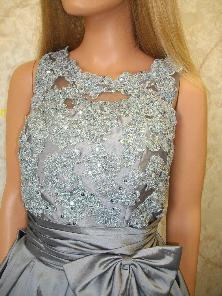 pewter short mother of the bride dress