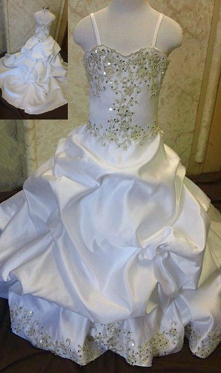 White ruched dresses for flower girls.