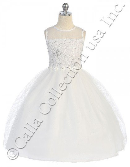 White or ivory sheer neckline dress