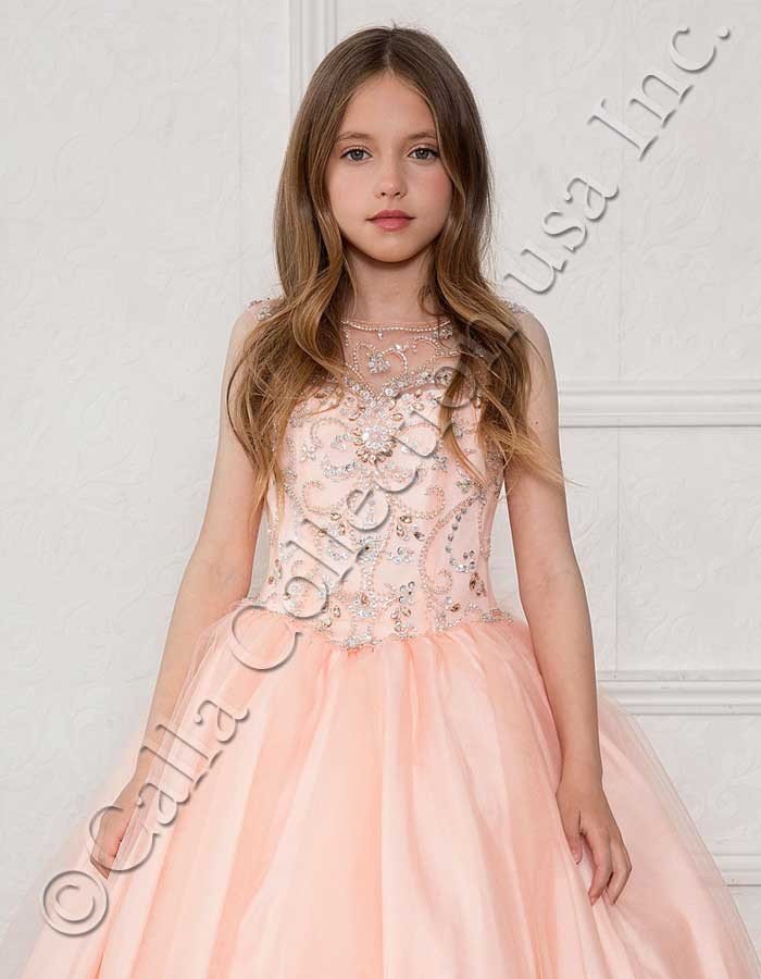 Blush Rhinestone Pageant Dresses