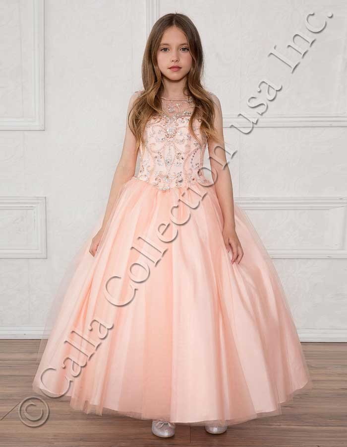 Blush Rhinestone Pageant Dresses