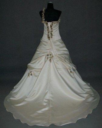 One shoulder wedding dress.